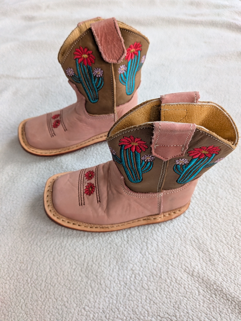 Roper Infant Girls Cowbabies Cactus Tan Leather Cowboy Boots